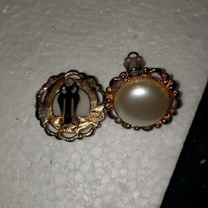 1-Pair Large Faux-Pearl B8K Clip-On Earrings